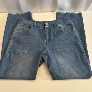 Unbranded Women's Stretch High‎ Rise Blue Jeans Raw Hem Size L